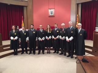 Los nuevos magistrados con la Sala de Gobierno del alto tribunal catalán